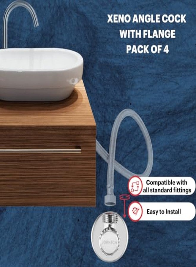 Johnson Bathrooms صمام زاوية نحاسي من جونسون زينو مع شفة | صمام إيقاف مع شفة جدارية | صمام زاوية خارجي مطلي بالكروم (عبوة من 4 قطع) - Image 4